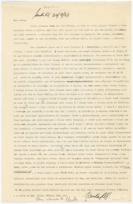 Carta de Maurice Capovilla e Vladimir Herzog para Jean-Claude Bernardet, 24 jul. 1963